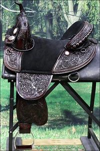 TW105MDB-A HILASON TREELESS WESTERN TRAIL BARREL RACING LEATHER HORSE SADDLE 16"
