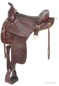 Western Endurance Style Saddle with Horn - Dark Oil Leather - 15.5",16.5",17.5"