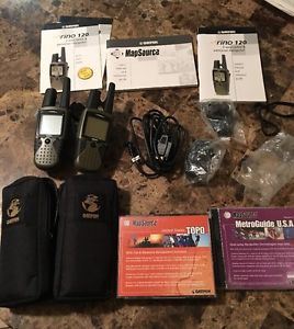 Set of 2 Garmin Rino 120 Two-Way Radio GPS Navigator Hiking 2-Mile
