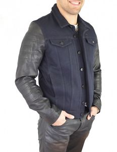 DIESEL Lelea Giacca Uomo College Giacca Di Pelle Dimensione: L nero blu nuovo