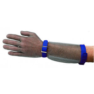 Guanto con manicotto acciaio inox - misura L a3894