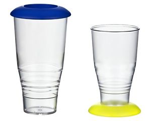 Transparent Plastique Gobelet réutilisable 0,5L robuste Couvercle bleu Bateau