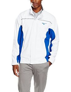 Mizuno-Giacca impermeabile da uomo, colore: bianco/blu, taglia M