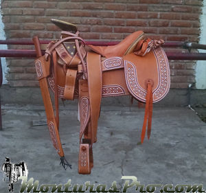 15" Montura Charra Mexican Charro Saddle Fuste Mesquite -C05