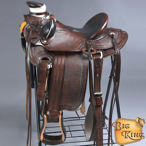 WD87A-WLNF HILASON BIG KING WESTERN WADE RANCH ROPING COWBOY TRAIL SADDLE 15"