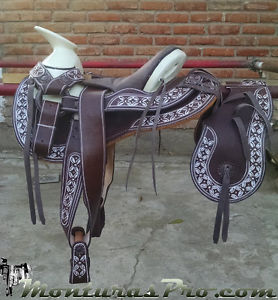 15" Montura Charra Mexican Charro Saddle Cola de Pato Convertible -C08