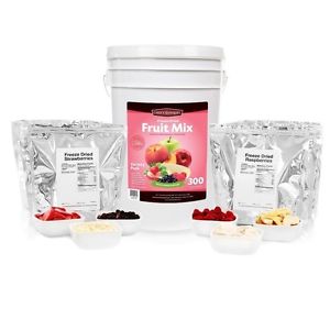Chef's Banquet 300 Total Servings Freeze Dried Fruit Variety Food Storage Bucket