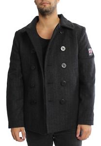 Superdry Manteau Homme ROOKIE COULEUR PEACOAT Anthracite En épi