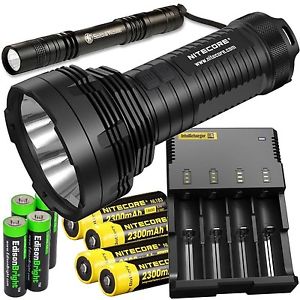 Nitecore TM16 4000 Lumen CREE LED Flashlight/Searchlight i4 charger 4 X Nitec...