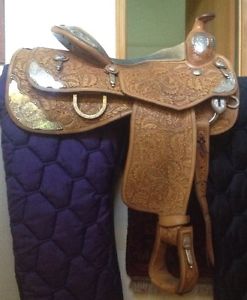 STEVE FLICK CUSTOM 15" SHOW SADDLE - Loaded With Silver