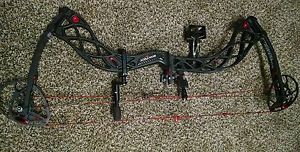 BOWTECH CARBON OVERDRIVE 60-70#, ripcord rest, 7 pin sight, 9" trophy ridge stab