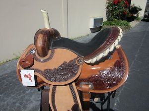 16 ROUND SKIRT WESTERN BARREL RACING SHOW PLEASURE RANCH LEATHER HORSE SADDLE