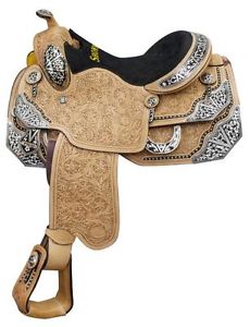 16" Showman ® Argentina cow leather show saddle with floral tooling