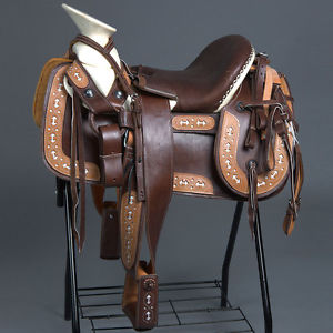 MEXICAN CHARRO HORSE RIDING LEATHER SADDLE 15