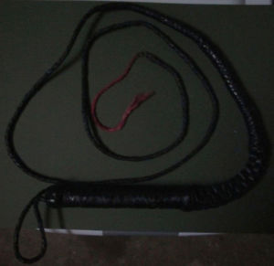 Bull Whip Black100% Leather 8 foot -Very Extravagant 3 Types of Weaving