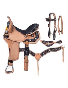 Silver Royal Western Saddle 5 Piece Spur 16" Brown Black 9SR27665P