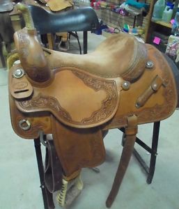 15.75" USED GLENN MILLER CUTTING WESTERN SADDLE 2 910