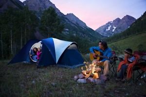 8-Person Tent Polyester door design camping family sleeves poles nightlight