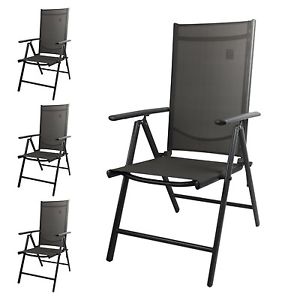 Aluminium Hochlehner Gartenstuhl Klappstuhl Textilenbespannung Anthrazit 4 Stück