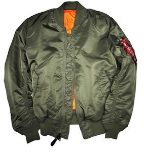 Alpha Industries MA-1 salvia green 100101 Giacca da pilota Esercito new