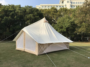Beige Color 4m Safari Bell Tent Cotton Canvas Camping Tent Family Glamping Tent