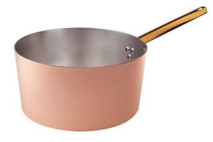 Pentole Agnelli ALCU10524 Rame Liscio Stagnato a Mano Casseruola Alta con Manico
