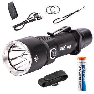 Rofis KR20 CREE XP-L HI V3 LED 1100 LM Flashlight with 3400 mAh Battery+Holster