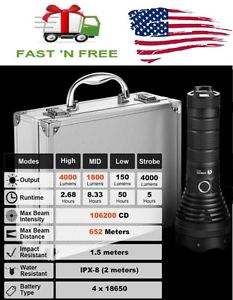 LuminTop SD75 Cree XHP70 LED 4000lm Flashlight with USB Out Bright Power Torch