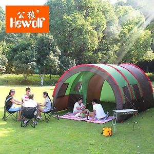 Large Tent Outdoor Double Layer Tunnel Camping 8 People Family Party Tent New
