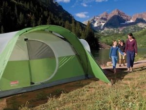8-Person Tent Cabin design windows family car campers Hinged door rain sun