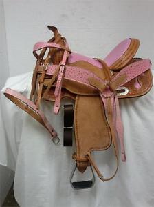 American Saddlery 14.5" Pink Ostrich Barrel Saddle #1960 Full Bar - Package