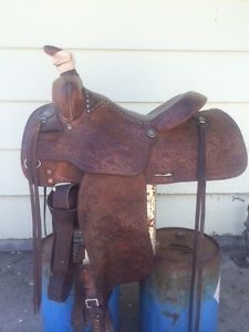 13 Half Youth roping saddle excellent condition longhorn brand