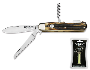 BÖKER Manufaktur Trio CPM CruWear Jagdtaschenmesser Hirschhorn & Ni-Glo S-Marker