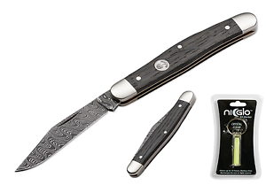 BÖKER Manufaktur Stockman Classic Damast Taschenmesser Mooreiche & Ni-Glo Marker