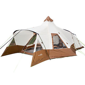 skandika Navaho 5 Persone Tenda campeggio Tipi 720x470cm zanzariera marron nuova