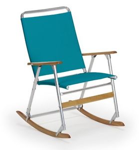 Telescope Casual High Back Folding Rocking Arm Beach Chair, Aqua