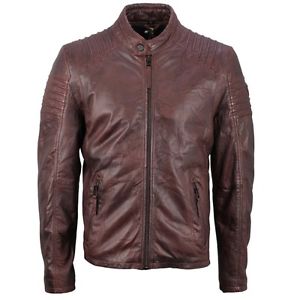 Gipsy Giacca Di Pelle Rosso bordeaux Motociclista Look Cooper W16