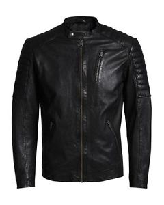Jack & Jones RICHARD AGNELLO Uomo Giubbino in vera pelle Nero(124780)