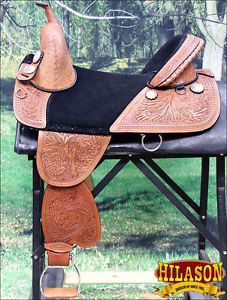 TW101M-F HILASON TREELESS WESTERN TRAIL BARREL RACING LEATHER HORSE SADDLE 18