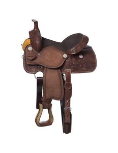 Silver Royal Western Saddle Tooling All Around 16" Brown SR3656