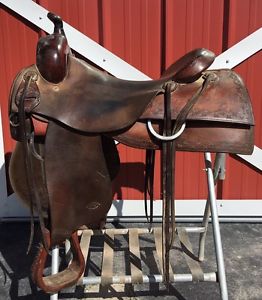 16.5" Roohide Hard Seat REINING SADDLE - Cow Horse Cutting Ranch Riding