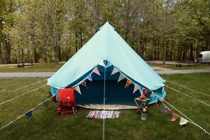 Blue Canvas Bell Tent - Used - 5 Meter - Glamping Wedding Luxury Camping Hipster
