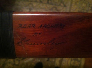 RARE Vintage 1940 Signed Nels Grumley Bear Archery Recurve Bow Detroit Michigan
