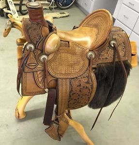 Jeff Kask Custom Western Saddle, The Saddle Shop, Santa Fe, NM with Stand