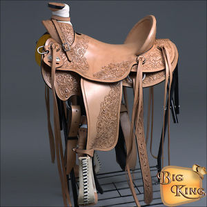 WD077-F HILASON BIG KING HIGH BACK WESTERN WADE RANCH ROPING COWBOY SADDLE 17"