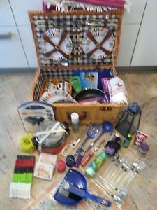 Neupreis 542€, Picknickkorb gefüllt mit Campingzubehör 80-teilig hochwertig, NEU
