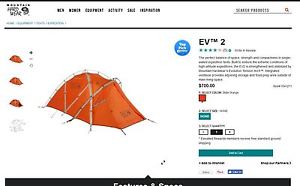 Mountain Hardwear EV 2 Tent 4 Season Mountaineering Tent.Brand New EV2 Backpack