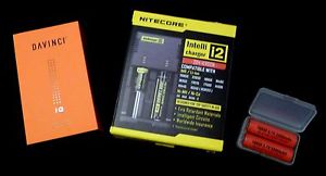 DaVinci IQ Vaporizer Blue with 3 Batteries and Nitecore Intelli i2 Charger