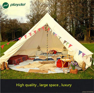 3/4/5/6M Bell Tent Waterproof Cotton Canvas Family Camping Outdoor Beach