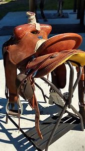 Denny Chapman Mounted Shooting Saddle with Bear Trap